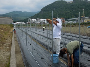 支柱の横管をつけている写真2