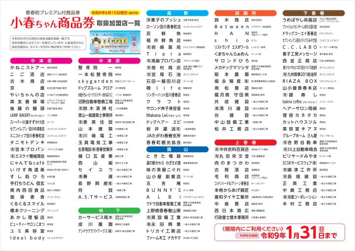 小春ちゃん商品券チラシ(裏面)